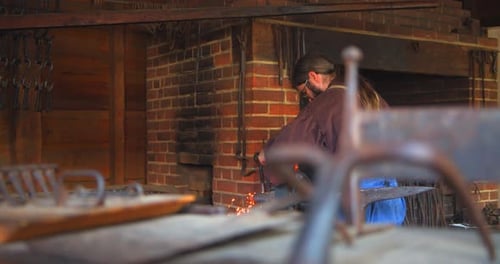 Mount Vernon, Virginia / USA - November 13, 2019: Old Fashioned Blacksmith