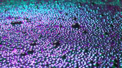Shimmering Iridescent Liquid Droplets Abstract Macro Background