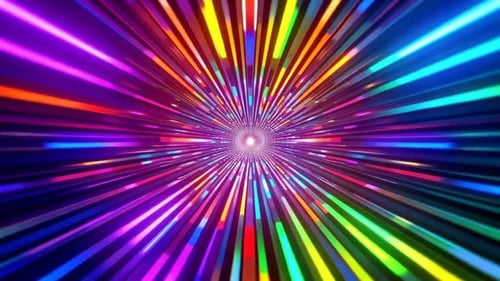 Colorful Neon Hyper Warp Speed Tunnel Motion Background