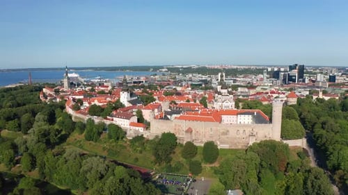 Aerial View of Tallinn, Estonia on Sunny Day