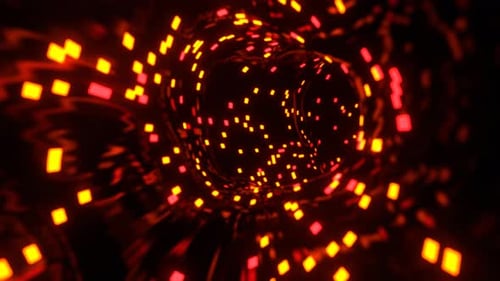 Red And Orange Abstract Liquid Tunnel With Neon Lights Background Vj Loop In 4K