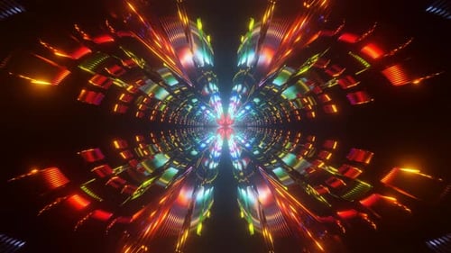 Abstrakte pulsierende, nahtlose Loop-Neon-Animation eines unendlichen technologischen Tunnels