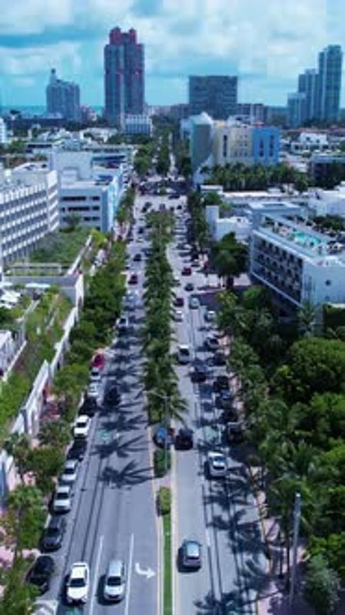 Washington Avenue At Miami Beach In Florida United States.