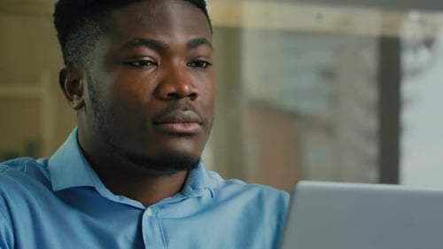 African American Man Businessman Adult Ethnic Entrepreneur Sit at Office Desk Indoors Male Employee