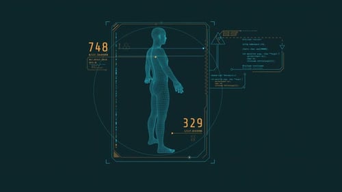Loop-Animation eines HUD-Elements einer menschlichen 3D-Figur