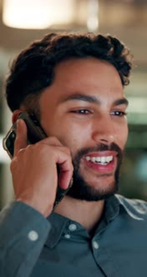 Young Adult Talking on Cellphone Close Up