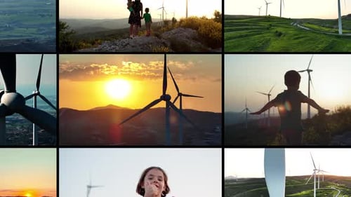Wind Turbines Powering Scenic Sunset Landscape