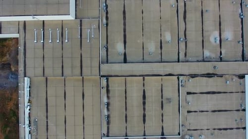 View from above on very big modern factory. Up to date production zone.