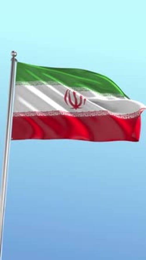 Realistic Iran Flag Waving in Vertical Frame