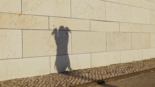 Dancing Shadow of Woman on a Brick Wall