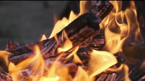 Burning Bonfire with Sparkling Flame