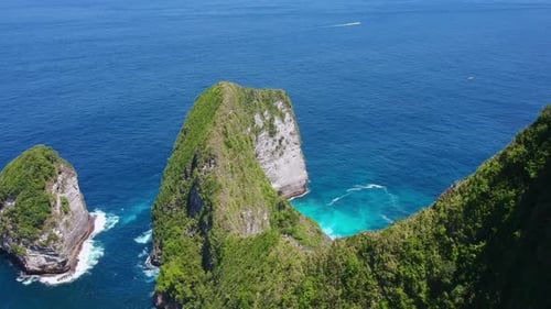 Drone Shot of Indonesia Nusa Penida Kelingking Beach (Manta Bay), aerial view.