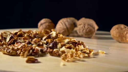 Walnuts On Wooden Plate