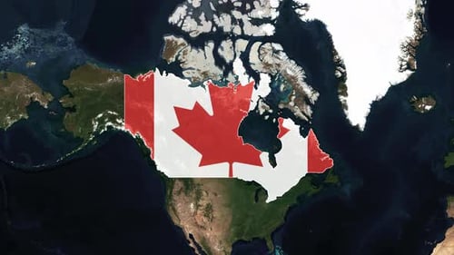 Animated Map Zoom to Canada with Flag