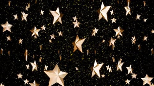 Golden Stars Falling Down Glitter Particles Loop Background