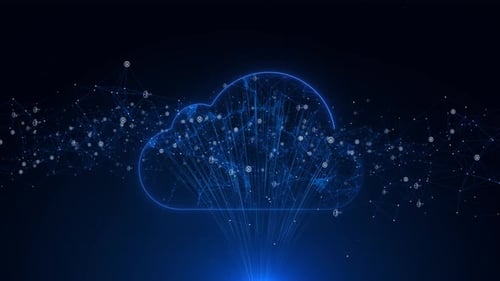 Cloud Computing Data Storage Transfer for Safety Cloud Computing Icon Flowing Data Line Stream