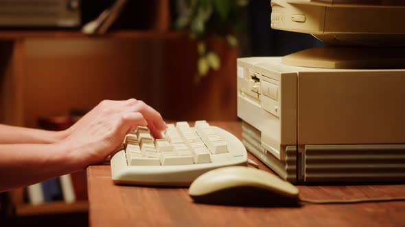 Hands Typing on Retro Computer Keyboard, Technology Stock Footage ft ...
