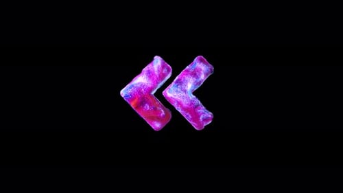 Glowing Iridescent Double Arrow that is pointing Left On Alpha