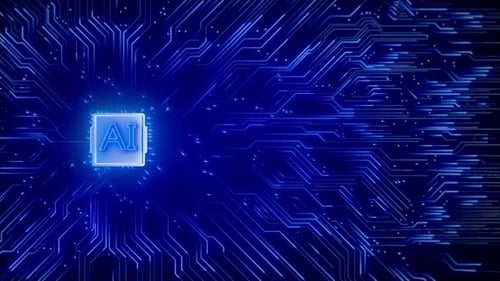 Circuit Board Copy Space Dark Animation Computer Data Technology Artificial Intelligence Background