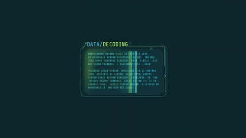 Ventana de decodificación de texto pequeña con efecto de escaneo