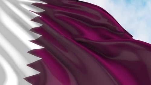 Waving Flag of Qatar Loop Animation
