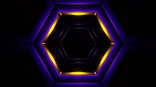 Purple And Gold In To Hexagon Background Vj Loop In 4K