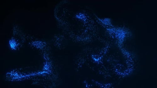 Fluid Glowing Blue Particle Stream Background Loop