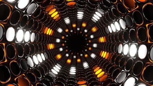 Orange And White Abstract Neon Light Rotation Tunnel Background Vj Loop In 4K