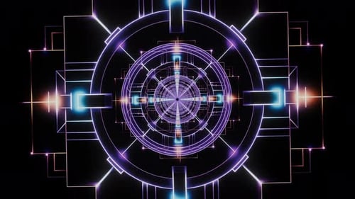 Futuristic Neon Geometric Tunnel Loop Background