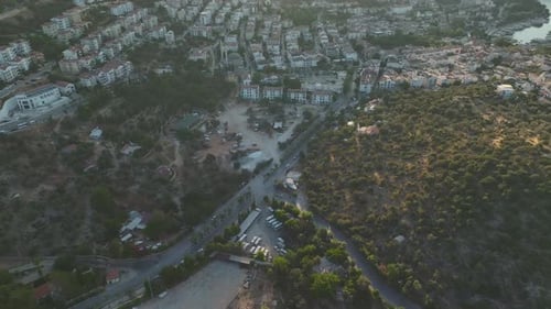 Aerial View Beautiful Ka Town in Antalya With a Large Yacht Marina