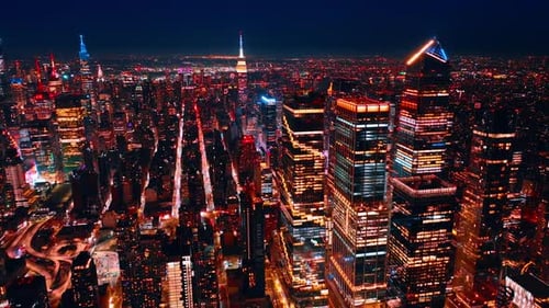 Beautiful panorama of dazzling New York, USA.