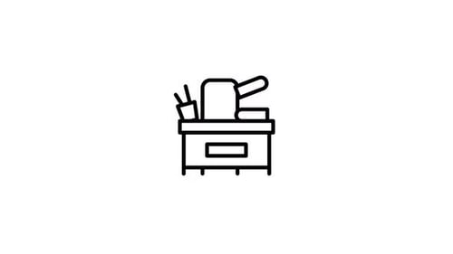 Minimalist Office Desk with Chair and Books Line Animation