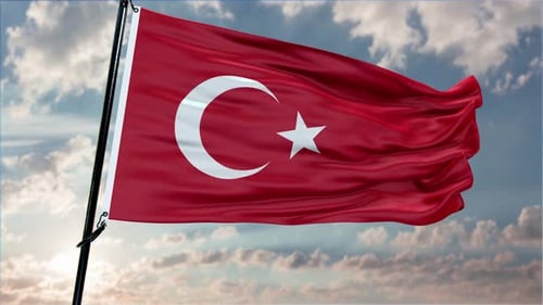 Waving Turkish Flag Realistic 3D Animation
