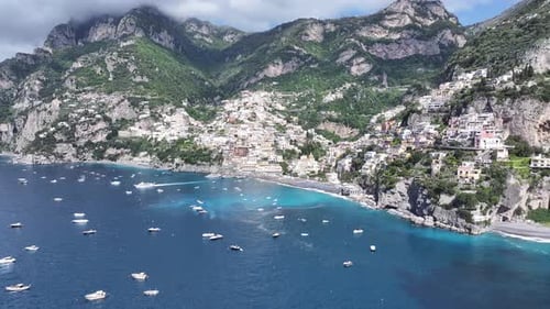 Amalfi Coast At Positano In Salerno Italy.