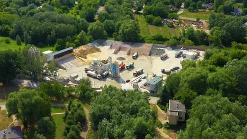 Construction sustainable building materials bulk facility concrete cement granulate materials. Aeria