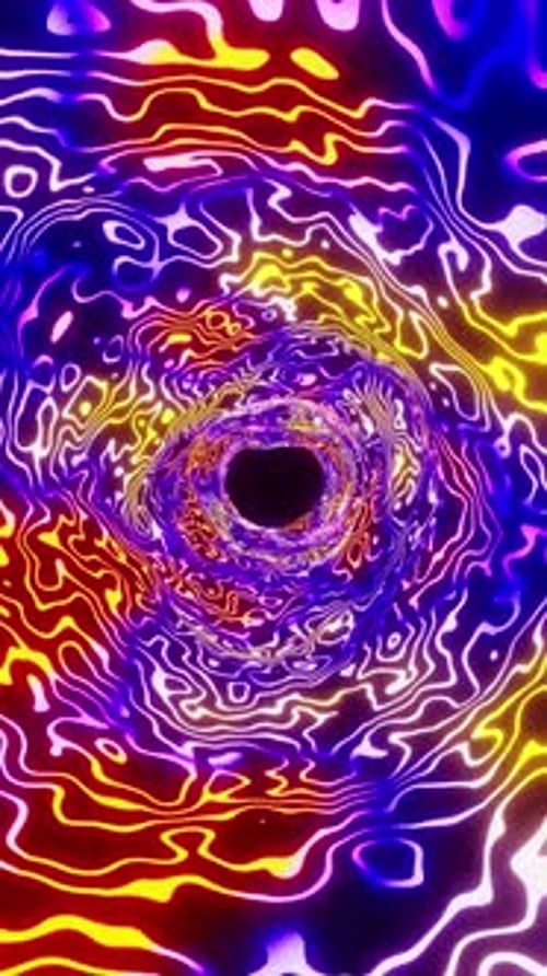 Abstract animation of black hole in the center of psychedelic pattern. Looped animation
