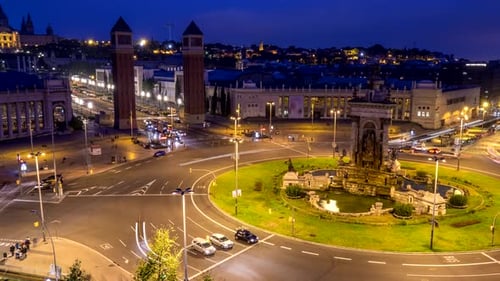 Timelapse of Placa d'Espanya Barcelona Spain