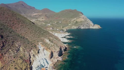 Aerial view of San Jose, a small town along the coast near Almeria, Spain.