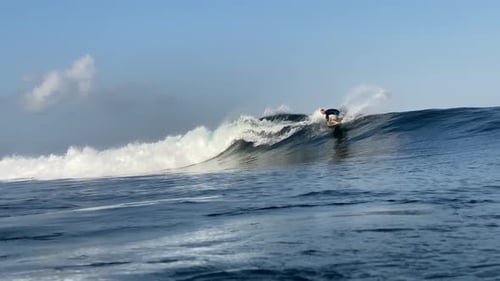Young Man Surfs in Indian Ocean