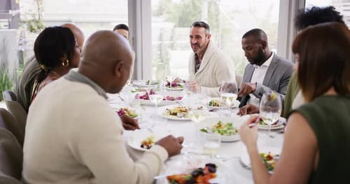 Friends and Family Dine Together at Sunny Home