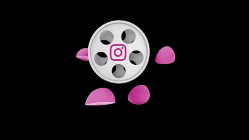Animated Film Reel with Instagram Logo