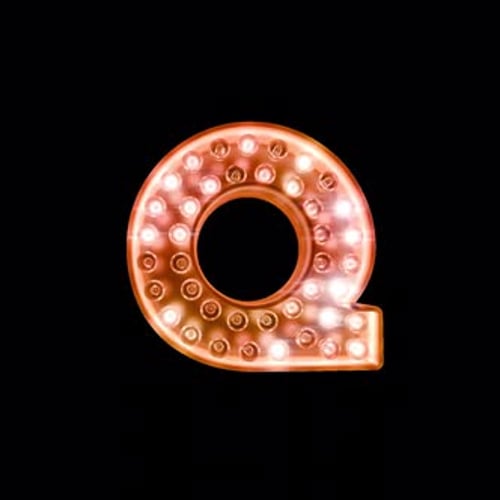Alphabet Letter Q Marquee Light Bulb Reveal Animation