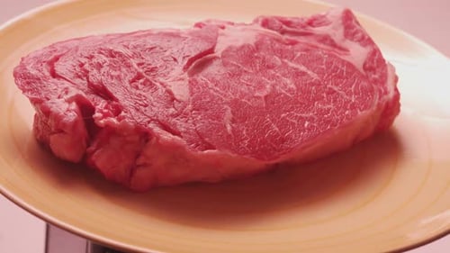 Ribeye Steak Fresh Raw Beef Meat Close Up Marbled Beef Meat Ribeye Steak Black Angus Meat Steaks