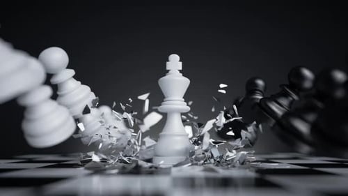 White Chess King Defends Against Shattering Pawns