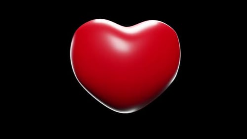 Fluid Red Heart 3D Pulsating Animation Loop