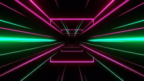 Green And Pink Moving Through The Laser Neon Portal Space Background Vj Loop In 4K