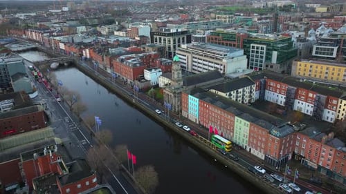 Cinematic Drone Footage flying over River Liffey - Co.Dublin - Ireland D_14