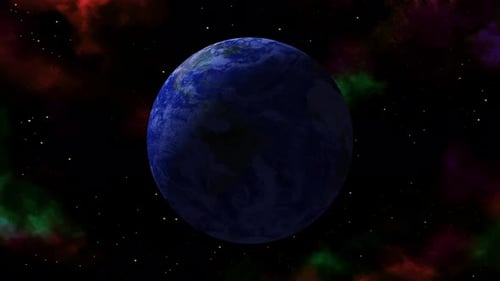3D Earth planet orbital animation background.