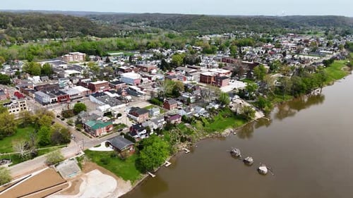 Gallipolis Ohio and Ohio River aerial drone