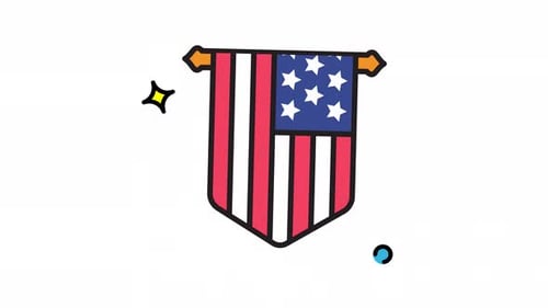 Animated Made in uk a Hanging american flag pennant.
